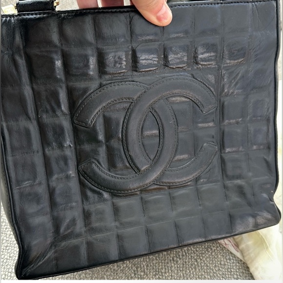 🔥CHANEL choco bar lamb skin leather black tote - Picture 5 of 10